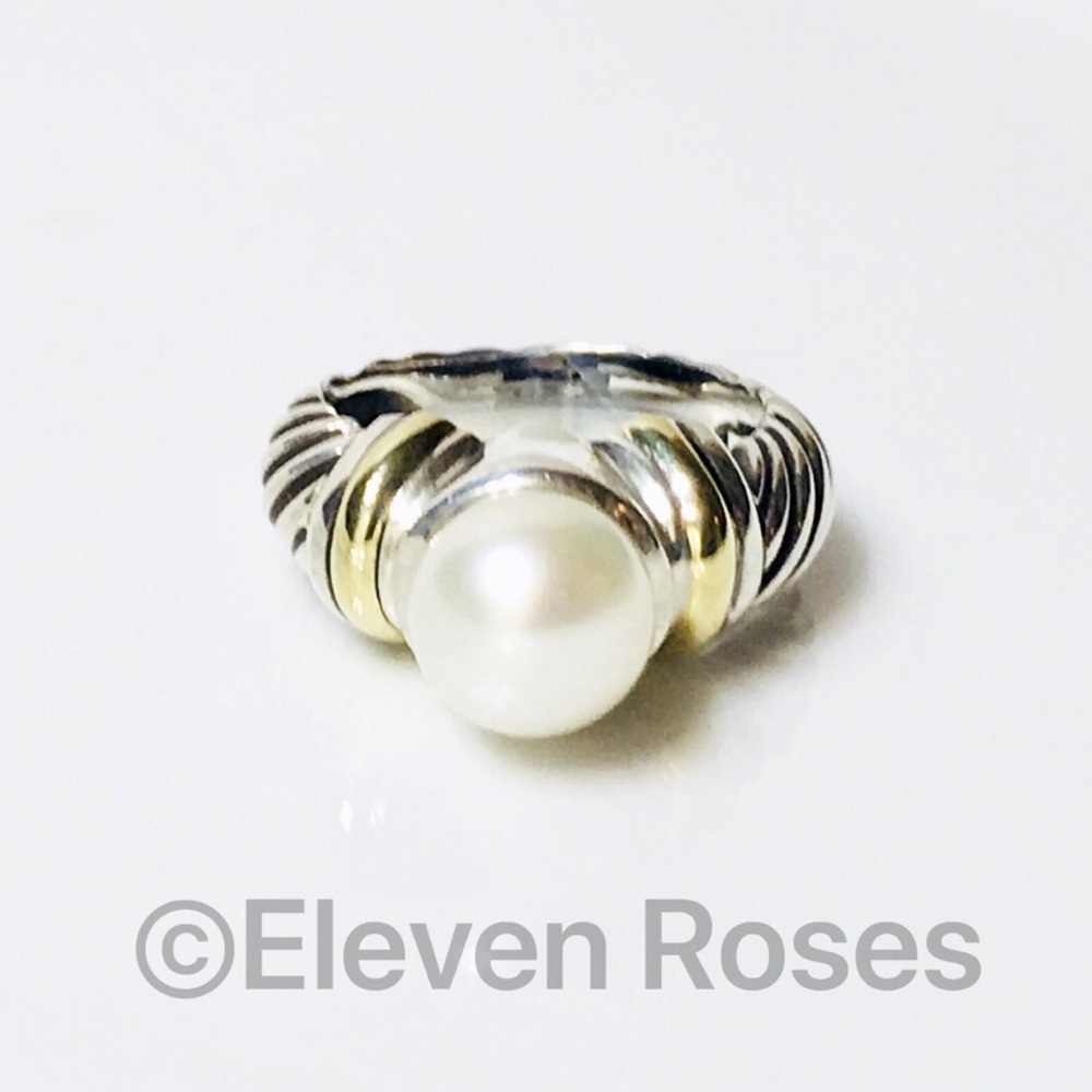 David Yurman Sterling 14k Gold Pearl Ring - Picture 7 of 7